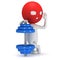3d Man in mask with blue dumbbell