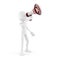 3d man with megaphone isolated in white