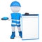 3d man in overalls with a checklist
