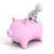 3D man with piggy money bank financial savings concept