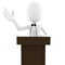 3d man podium speech, on white