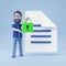 3D Man Protect Privacy Password Document Files Storage Secure