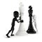 3d man pushing a king chess figure