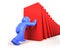 3d man pushing and stopping dominoes falling, 3D illustration