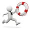 3d man running with lifebuoy