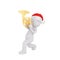 3d man in Santa hat playing a French horn