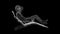 3D man sunbathes on sun lounger rotates on black background. Summer and Leisure concept. Vacation on the beach. Business