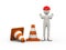 3d man with traffic cone stop gesture pose