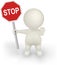 3d Man Vector holding STOP sign with halt gesture.