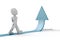 3d man walking on a blue arrow pointing up_2