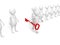 3D man walking forward with red key