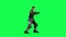 3d man warrior punching and fighting from left angle on green screen 3D people walking background chroma key Visual effect animati