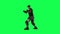 3d man warrior punching and fighting from right angle on green screen 3D people walking background chroma key Visual effect animat