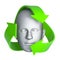 3d Mans head with recycle symbols