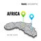 3d Map of Africa. GPS. Navigator pin checking green color on white background. Infographics for your business. Vector illustration