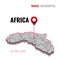 3d Map of Africa. GPS. Navigator pin checking green color on white background. Infographics for your business. Vector illustration