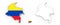 3D map of Colombia white silhouette and flag