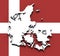 3D map of Denmark on the national flag