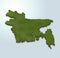 3D map green of Bangladesh on White background