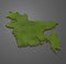 3D map green of Bangladesh on White background