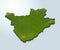 3D map green of Burundi on White background