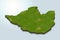 3D map green of Zimbabwe on white background