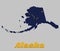 3D Map outline and flag of Alaska, Eight gold stars, in the shape of