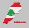 3D Map outline and flag of Lebanon, It is a horizontal triband of red and white, charged with a green Lebanon Cedar