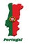 3d Map outline and flag of Portuguese, a 2:3 vertically striped bicolor of green and red, with coat of arms of Portugal centred