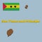 3d Map outline and flag of Sao Tome and Principe, A horizontal of green yellow and green with a red triangle and two black stars