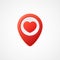 3d Map pointer with heart icon. Map Markers