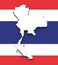 3D map of Thailand on the national flag