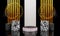 3D Marble Abstract geometric podium with golden pillar