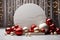 .3D Marble Podium Christmas Background