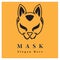 3d mask vector illustration. kitsune japan wolf mask logo design