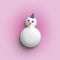 3d Material realistic snowman. Cute new year, christmas holiday character smiling in hat. Winter outdoor kids fun symbol