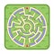 3d maze game top view, circle shaped, green grass background