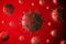3d medical illustration of deadly Corona virus in red background