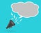 3D megaphone hailer, talking loudly to turn. The concept of advertising discount, bubble. Sound waves are directed. Vector.
