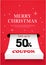 3d merry christmas coupon giveaway banner template with coupon coming out of box, red background. Special sale event, up