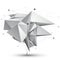 3D mesh modern stylish abstract object, origami facet structure