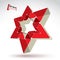 3d mesh soviet red star sign on white background, color