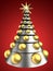 3d metal Christmas tree over red