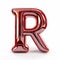 3d Metallic Red Letter R Illustration On White Background