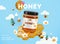 3D miniature honey ad template