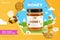 3D miniature honey ad template