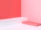 3d minimal abstract pink-red background wall corner scene square podium 3d render