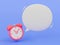 3d minimal blank message bubble. notification box. Alarm clock with an empty reminder speech bubble template.