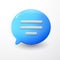 3D Minimal blue chat bubbles text on white background. concept of social media messages. 3d render illustration