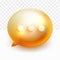 3D Minimal gold chat bubbles on transparent background